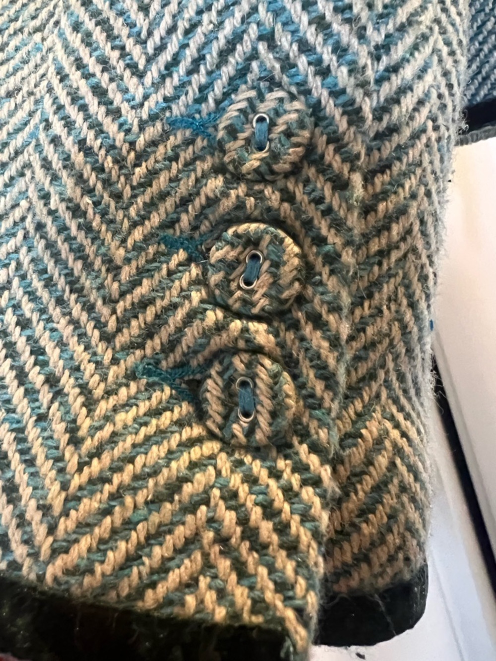 DELLA SPIGA Herringbone Tweed Blazer Tailored green blue Jacket - Picture 3 of 8